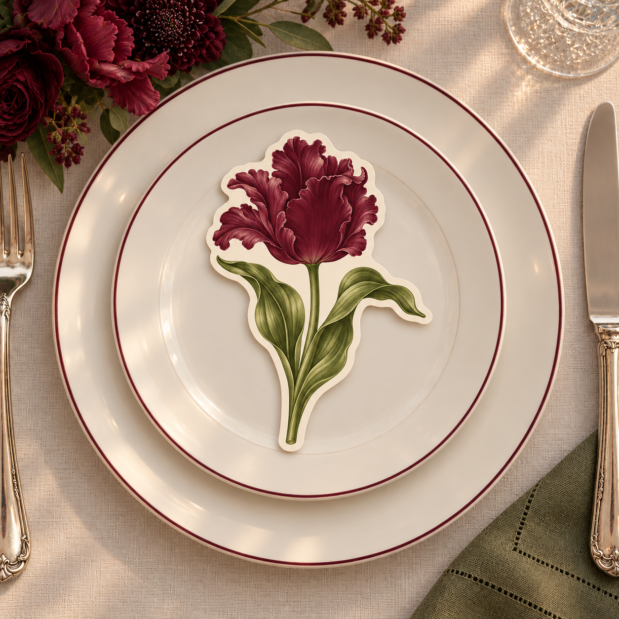 Burgundy Tulip Wedding Invitation Suite — detail 5