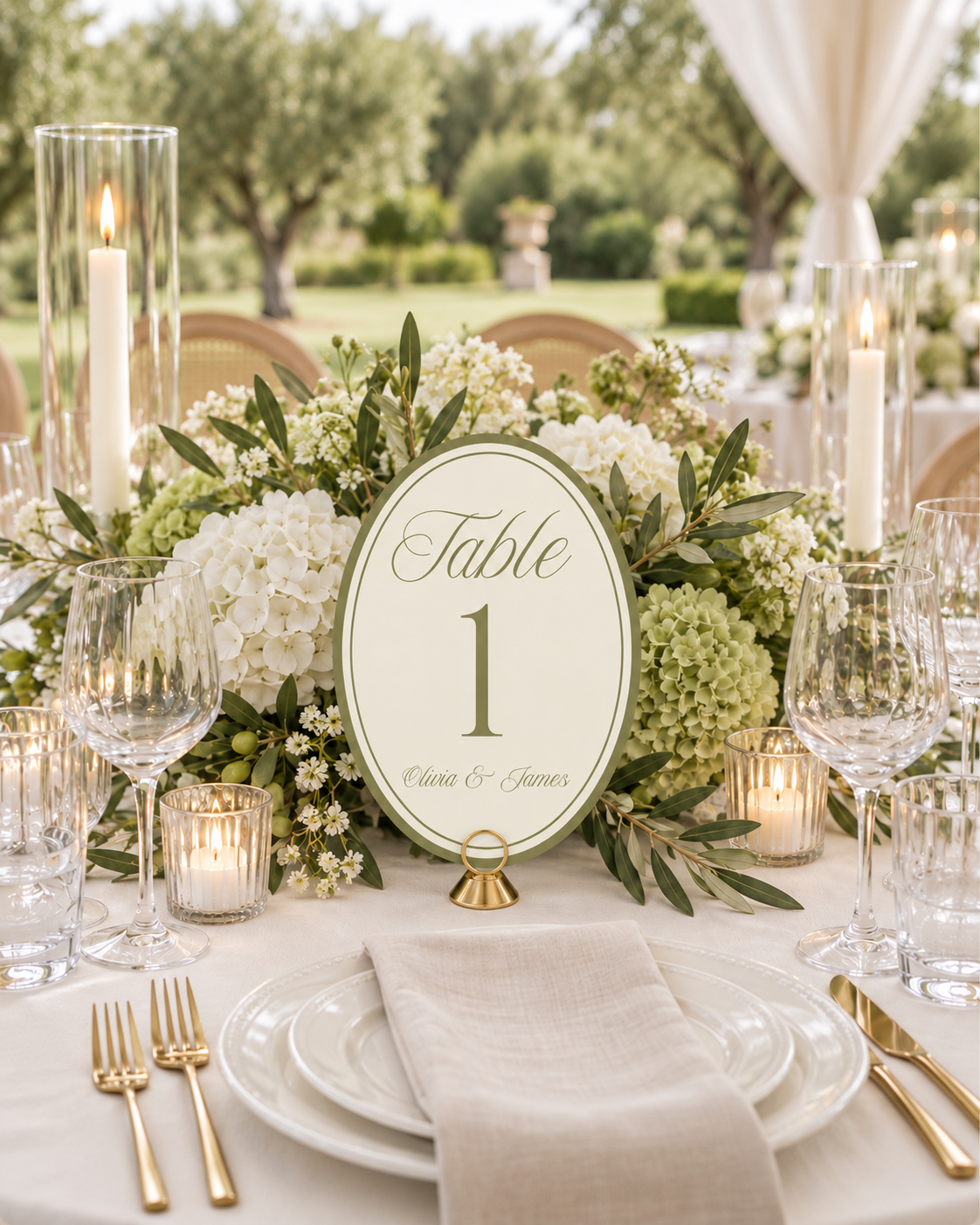 Sage Green Oval Wedding Table Numbers — detail 4