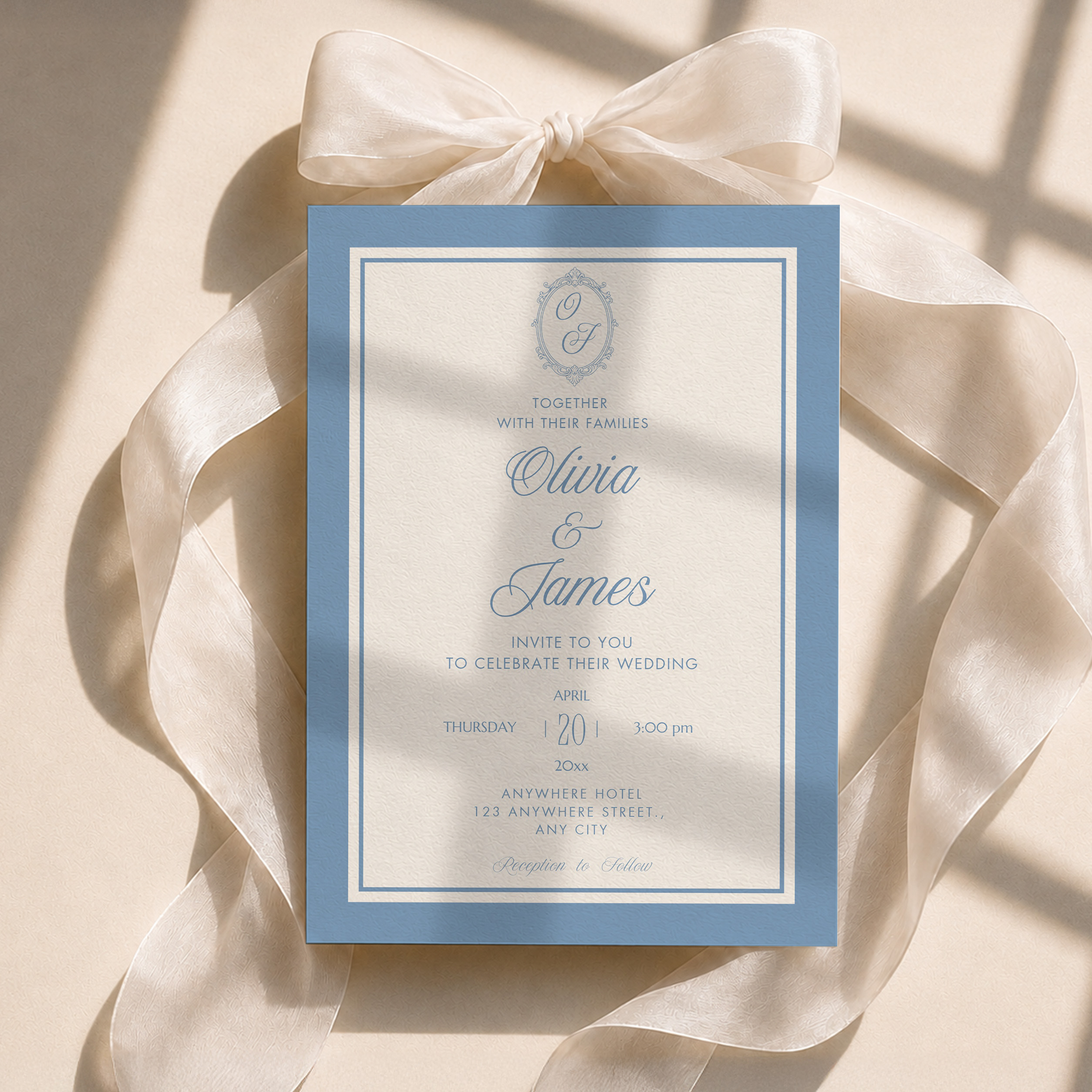 Dusty Blue Hydrangea Wedding Invitation Suite — detail 3