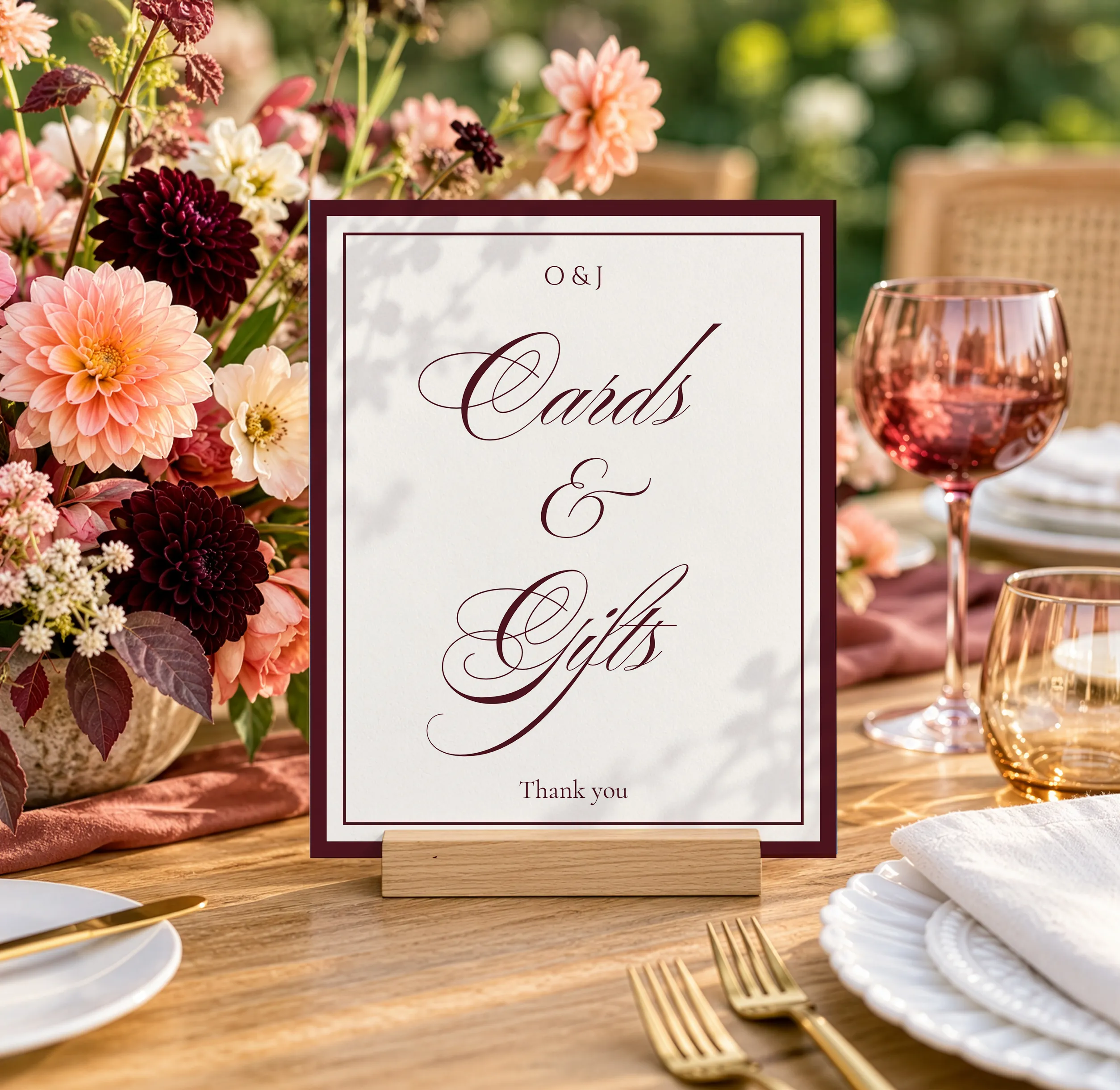 Burgundy Cards & Gifts Wedding Sign