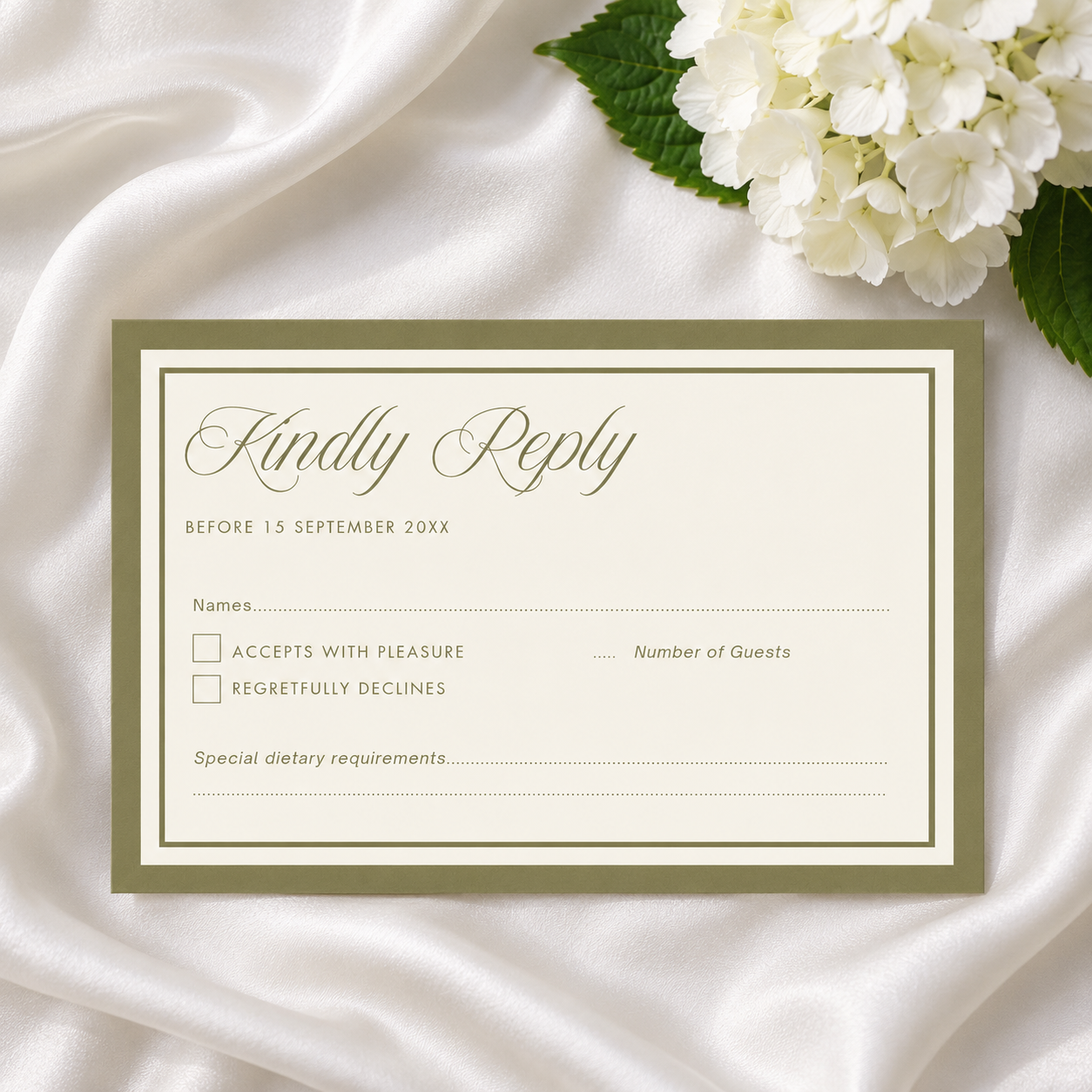 Sage Green Hydrangea Wedding Invitation Suite — detail 4