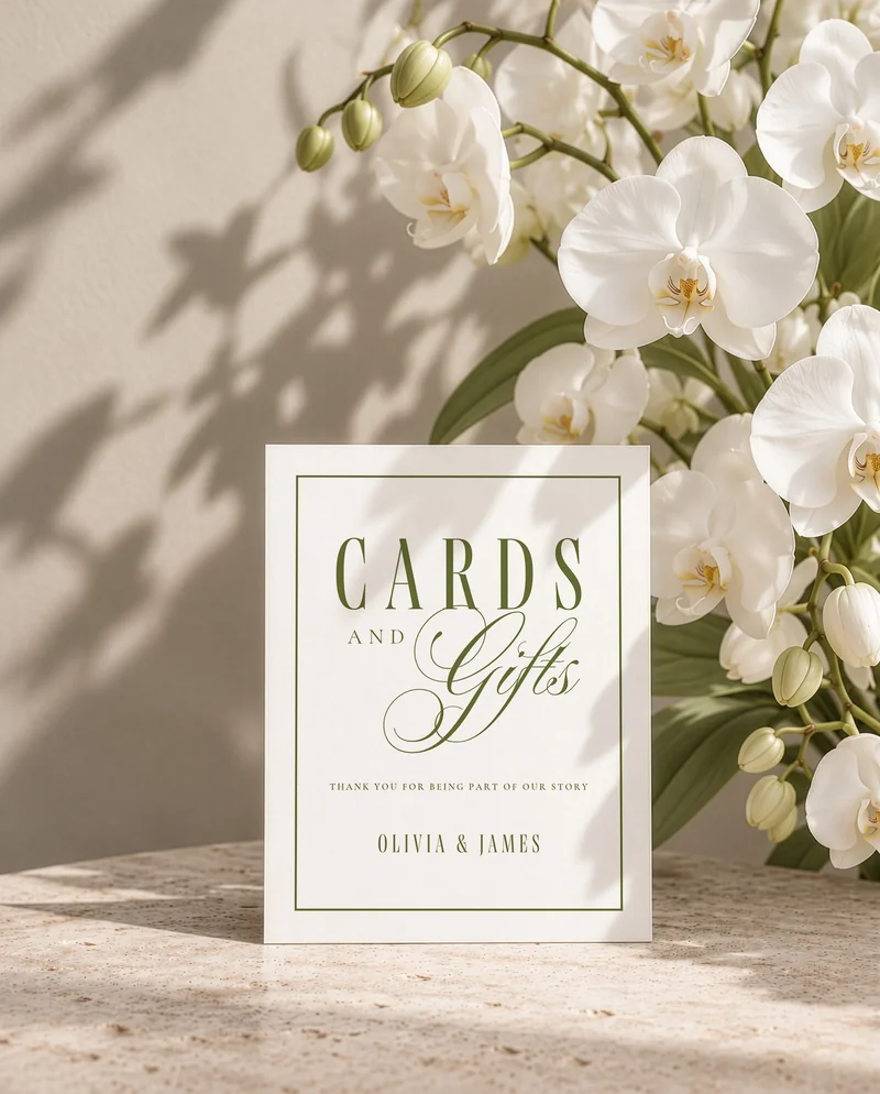 Olive Green Cards & Gifts Wedding Sign